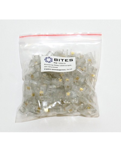 US010A (100шт). Телефонный разъем 4P4C (RJ-11). 5bites в Рязани