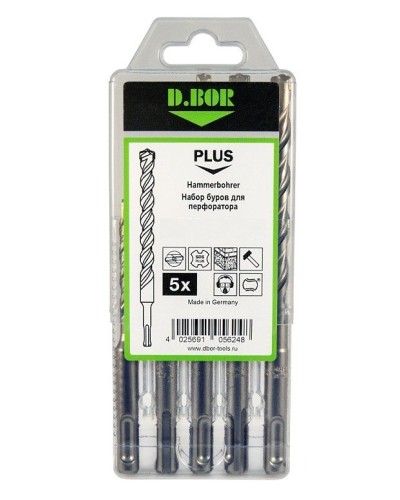 Набор буров SDS-plus V PLUS 5шт, 2-cutting (242030): Набор буров SDS-plus (6х110 мм; 6,8,10,12х160 мм) в Рязани