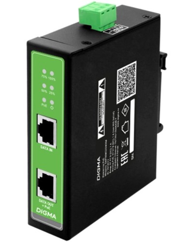DNP90W48GDXM 10/100/1000BASE-T 90Вт 37-57В(DC). Инжектор PoE. Digma в Рязани