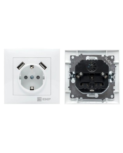 Валенсия розетка 1-местная с/з 16А (EWR16-028-10-2USB). Розетка 1-местная с/з 16А. EKF в Рязани