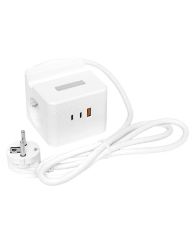 Удлинитель Куб 2 гнезда USB + 2Type C с быстрой зарядкой, подставкой под телефон и ночником 1,3 метра 1мм2. Удлинитель Куб. EKF в Рязани
