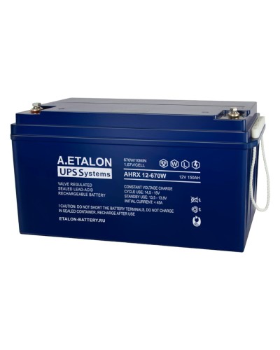 A.ETALON AHRX 12-670W (150). Аккумулятор герметичный свинцово-кислотный. ETALON в Рязани