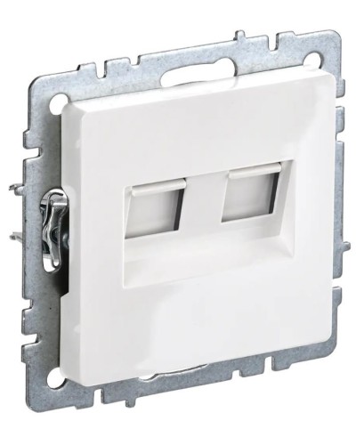 Розетка RJ11+RJ45 РК/Т12-БрБ белая BRITE (BR-KT20-O-1-K01). Розетка двойная. IEK в Рязани