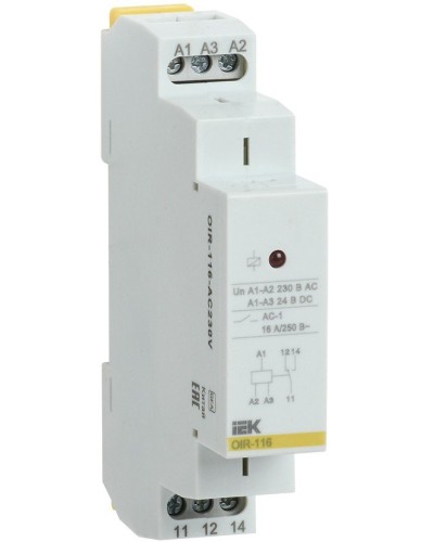 Реле промежуточное модульное OIR 1 контакт 16А 230В AC (OIR-116-AC230V). Реле промежуточное модульное. IEK в Рязани