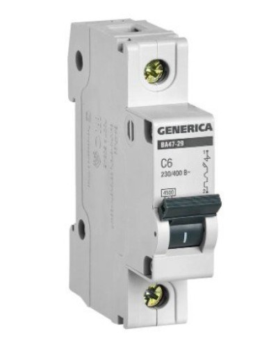 GENERICA ВА47-29 1P C 6А 4,5кА (MVA25-1-006-C). Автоматический выключатель. IEK в Рязани