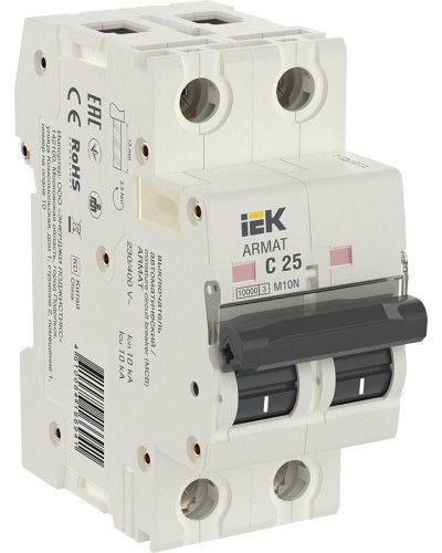 M10N 2P C 25А 10кА ARMAT (AR-M10N-2-C025). Автоматический выключатель. IEK в Рязани