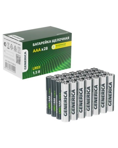 Батарейка Alkaline LR03/AAA GENERICA (28 шт) (ABT-LR03-ST-B28-G). Батарейка щелочная. IEK в Рязани