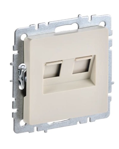 Розетка RJ45 РК10-2-БрКр кат.5E, бежевый BRITE (BR-K20-1-K10). Розетка компьютерная двойная. IEK в Рязани