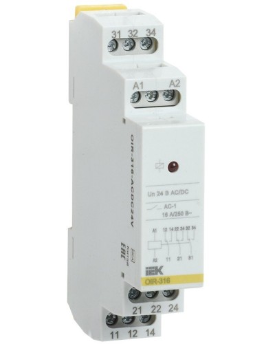 Реле промежуточное модульное OIR 3 контакта 16А 24В AC/DC (OIR-316-ACDC24V). Реле промежуточное модульное. IEK в Рязани