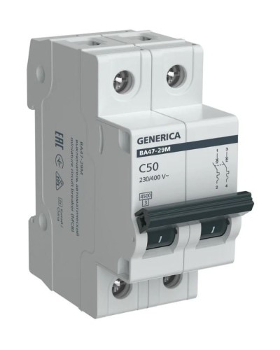 GENERICA ВА47-29М 2P C 50А 4,5кА (MVA21-2-050-C-G). Автоматический выключатель. IEK в Рязани