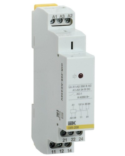 Реле промежуточное модульное OIR 2 контакта 8А 230В AC (OIR-208-AC230V). Реле промежуточное модульное. IEK в Рязани