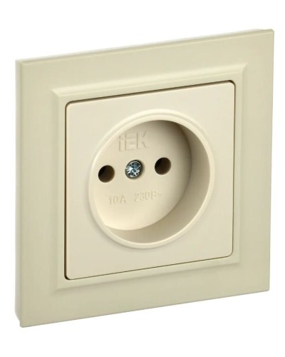 Розетка без з/к в сборе РСР10-1-0-БрКр бежевый BRITE (BR-R10-10-K10-F). Розетка без заземления без защитных шторок. IEK в Рязани