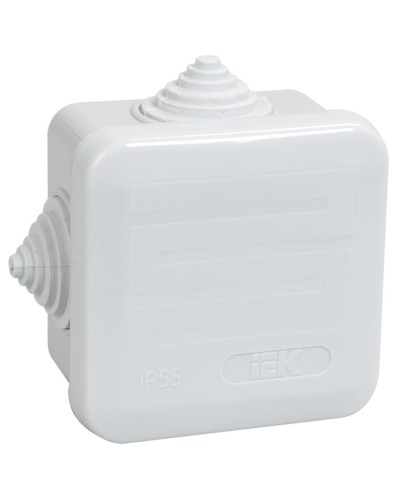 Коробка распаячная КМ41236 70х70х40 открытой проводки IP44 4 гермоввода серая (UKOZ11-070-070-040-K41-44). Коробка распаячная безгалогенная (HF) с защелкивающейся крышкой. IEK в Рязани