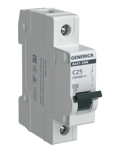 GENERICA ВА47-29М 1P C 25А 4,5кА (MVA21-1-025-C-G). Автоматический выключатель. IEK в Рязани