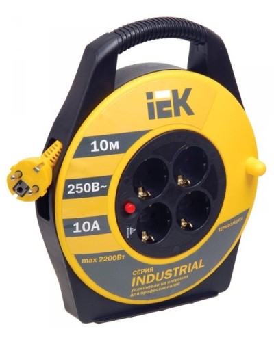 УК10 4 места, 10м (WKP14-10-04-10). Удлинитель на катушке Industrial. IEK в Рязани