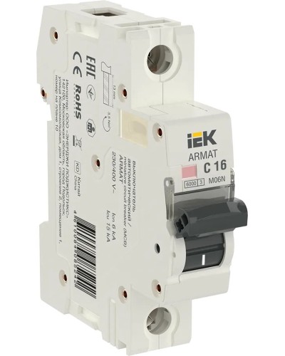 M06N 1P C 16А 6кА ARMAT (AR-M06N-1-C016). Автоматический выключатель. IEK в Рязани