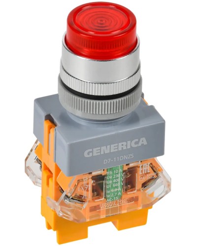 Кнопка D7-11DNZS d=22мм красная GENERICA (BBT50-11DNZS-3-11-K04-G). Кнопка управления с подсветкой и фиксацией. IEK в Рязани