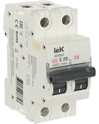 M06N 2P C 20А 6кА ARMAT (AR-M06N-2-C020). Автоматический выключатель. IEK в Рязани