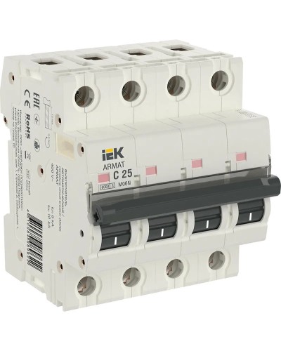 M06N 4P C 25А 6кА ARMAT (AR-M06N-4-C025). Автоматический выключатель. IEK в Рязани