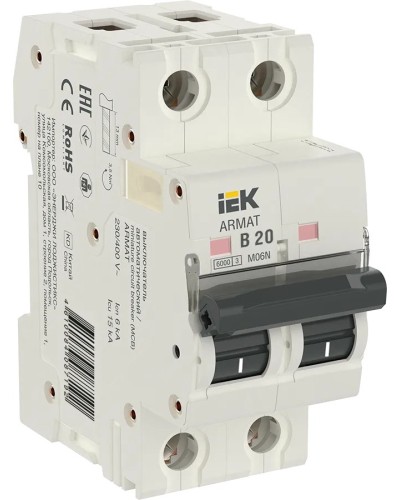 M06N 2P B 20А 6кА ARMAT (AR-M06N-2-B020). Автоматический выключатель. IEK в Рязани