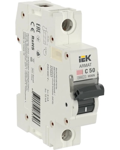 M06N 1P C 50А 6кА ARMAT (AR-M06N-1-C050). Автоматический выключатель. IEK в Рязани