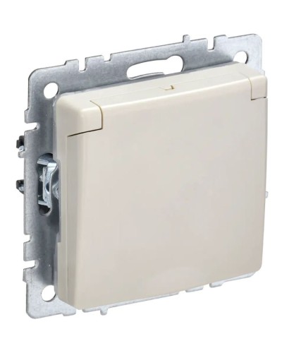 Розетка с з/к РСбш10-3-44-БрКр бежевый BRITE (BR-R16-16-44-K10). Розетка с заземлением с защитными шторками и крышкой. IEK в Рязани