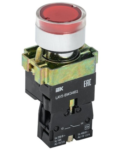 Кнопка LAY5-BW3461 с подсветкой красный 1з (BBT50-BW-K04). Кнопка с подсветкой. IEK в Рязани
