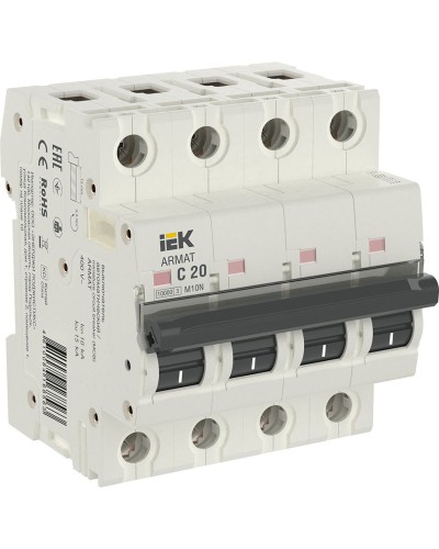 M10N 4P C 20А 10кА ARMAT (AR-M10N-4-C020). Автоматический выключатель. IEK в Рязани