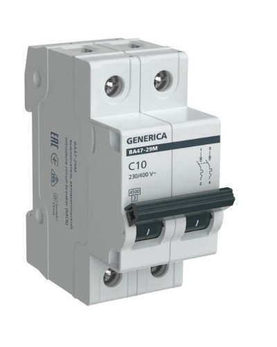 GENERICA ВА47-29М 2P C 10А 4,5кА (MVA21-2-010-C-G). Автоматический выключатель. IEK в Рязани