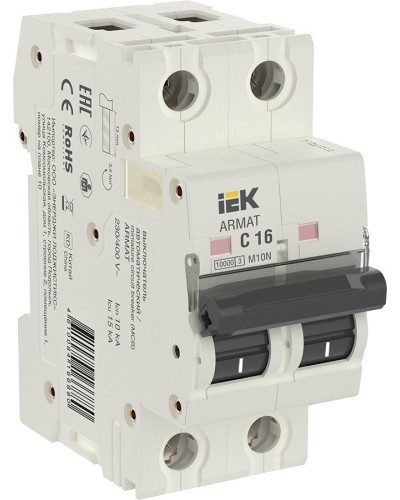 M10N 2P C 16А 10кА ARMAT (AR-M10N-2-C016). Автоматический выключатель. IEK в Рязани