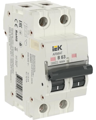 M06N 2P B 63А 6кА ARMAT (AR-M06N-2-B063). Автоматический выключатель. IEK в Рязани