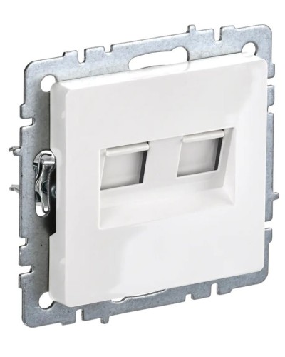Розетка RJ45 РК10-2-БрБ кат.5E, белая BRITE (BR-K20-1-K01). Розетка компьютерная двойная. IEK в Рязани