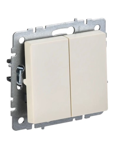 Выключатель 2-клавишный проходной ВС10-2-6-БрКр бежевый BRITE (BR-V22-0-10-K10). Выключатель. IEK в Рязани