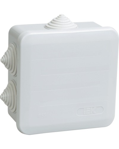 Коробка распаячная КМ41255 100х100х50 открытой проводки IP44 6 гермовводов серая (UKOZ11-100-100-050-K41-44). Коробка распаячная безгалогенная (HF) с защелкивающейся крышкой. IEK в Рязани