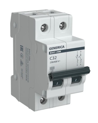 GENERICA ВА47-29М 2P C 32А 4,5кА (MVA21-2-032-C-G). Автоматический выключатель. IEK в Рязани