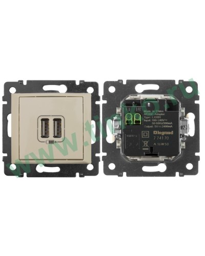 Розетка Valena двойная, USB, слоновая кость (774170). Розетка. LegranD в Рязани
