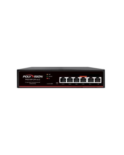 PND-04P-2M v.2. Коммутатор 6-портовый с функцией PoE. Polyvision в Рязани