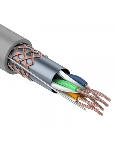 SF/UTP, CAT 5e, PVC, 4PR, 24AWG, INDOOR, STRANDED, серый, 305м, REXANT (01-0343). Кабель «витая пара» (LAN) для структурированных систем связи. Rexant в Рязани
