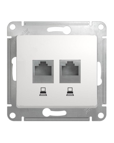 Glossa розетка RJ45+RJ45 2-местная, кат. 5Е, скрытой установки, механизм, белый (GSL000185KK). Розетка компьютерная. Systeme Electric в Рязани