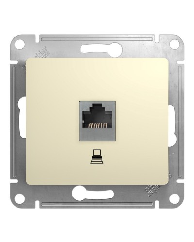Glossa розетка RJ45 1-местная, кат. 5Е, скрытой установки, механизм, бежевый (GSL000281K). Розетка компьютерная. Systeme Electric в Рязани