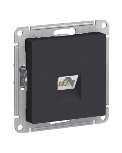 AtlasDesign розетка RJ45, кат. 5Е, 1-местная, скрытой установки, механизм, карбон (ATN001083). Розетка компьютерная. Systeme Electric в Рязани