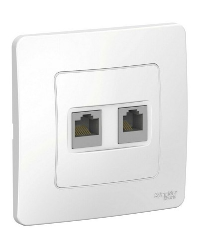 BLANCA розетка RJ45+RJ11 2-местная, кат. 5Е, скрытой установки, белый (BLNIS045111). Розетка компьютерная + телефонная. Systeme Electric в Рязани