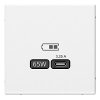 ArtGallery розетка USB тип-С 65Вт высокоскоростной заряд. QC, PD, скрытой установки, механизм, белый (GAL000127). Розетка USB. Systeme Electric