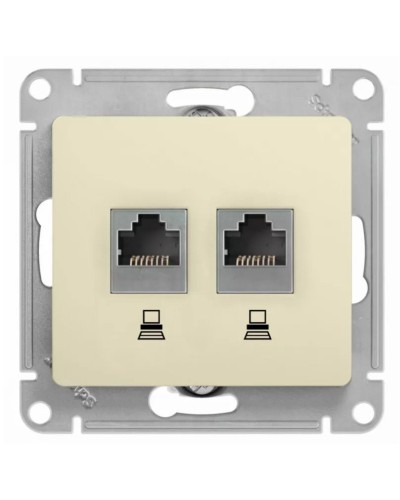 Glossa розетка RJ11+RJ45, 2-местная, кат. 5Е, скрытой установки, механизм, бежевый (GSL000285). Розетка компьютерная + телефонная. Systeme Electric в Рязани