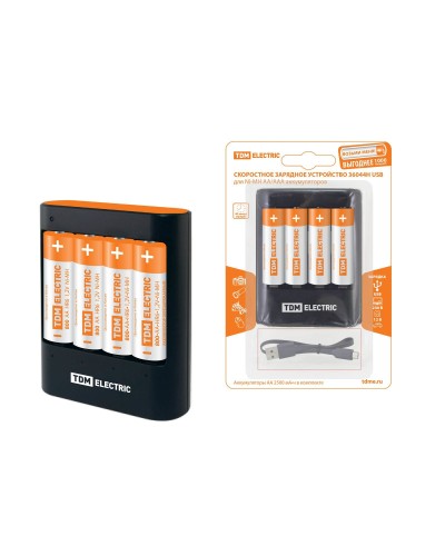 Зарядное устройство 36044Н (3600mA 4слота АА/ААА 4 кан.+4xAA2500 USB) (SQ1702-0101). Зарядное устройство. TDM ЕLECTRIC в Рязани
