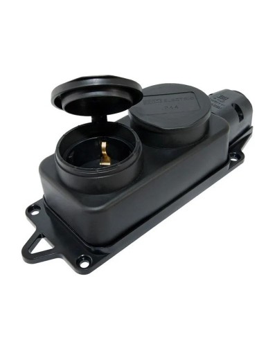 Розетка двухместная 2Р+РЕ 16А 250В IP44 (SQ0612-0037). Розетка двухместная с заглушками каучук. TDM ЕLECTRIC в Рязани