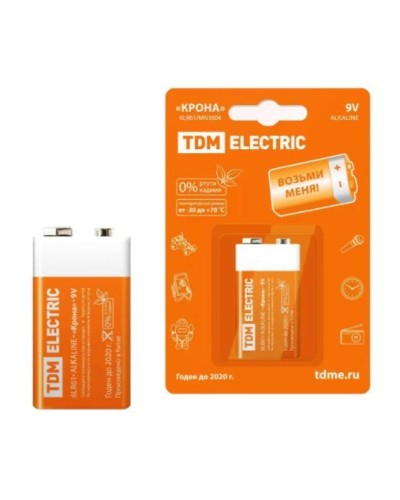 6LR61 Крона 9V BP-1 TDM (SQ1702-0013). Элемент питания. TDM ЕLECTRIC в Рязани