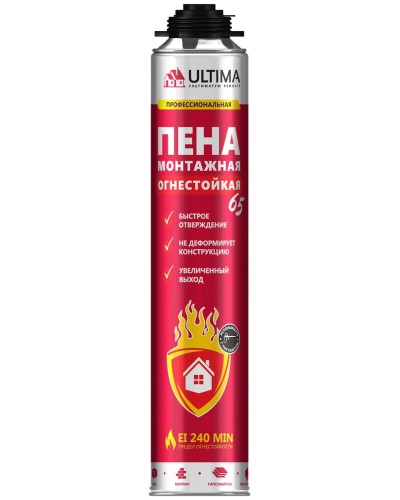 Пена огнестойкая ULTIMA PRO 65, 850 мл. Пена монтажная профессиональная. ULTIMA в Рязани