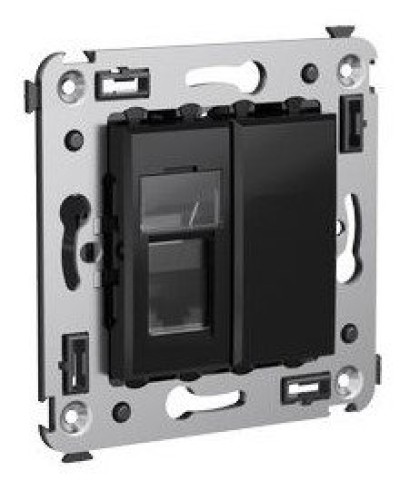Розетка RJ-45 в стену Avanti одинарная черный квадрат (4402463). Розетка компьютерная. ДКС в Рязани