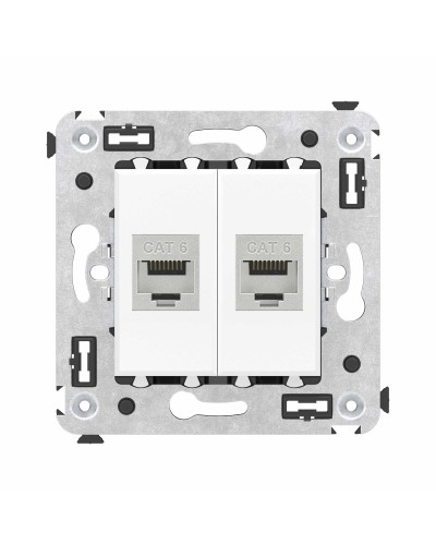 Розетка RJ-45 в стену, кат.6E, Avanti, двойная, белое облако (4400794). Розетка компьютерная модульная. ДКС в Рязани
